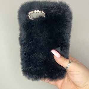 Black faux fur iPhone 8 Plus case